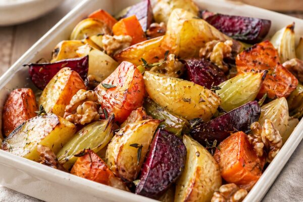Aardappels en groente uit de oven